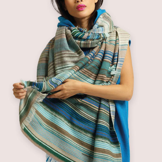 HOLY GOAT GIPSY CASHMERE PLAID AQUA SHADES