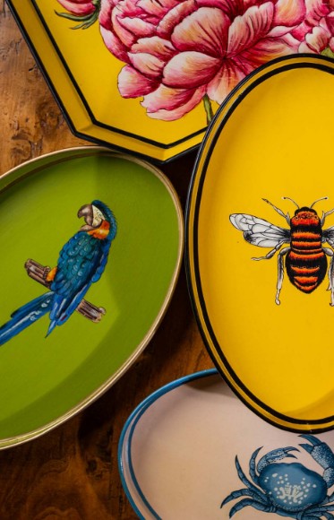 LES OTTOMANS HAND PAINTED IRON TRAY