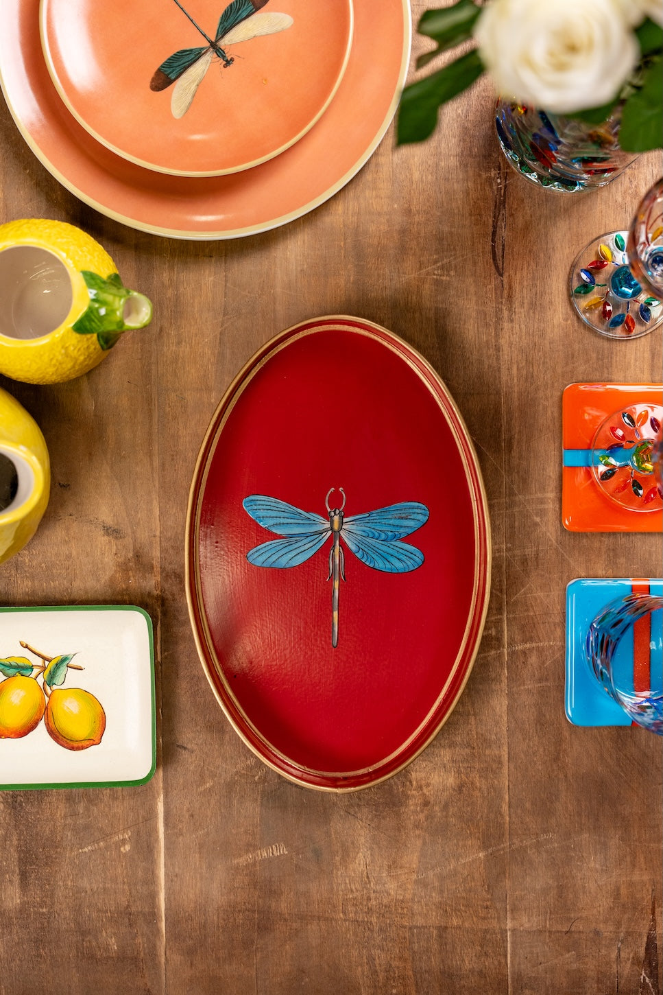 LES OTTOMANS HAND PAINTED IRON TRAY